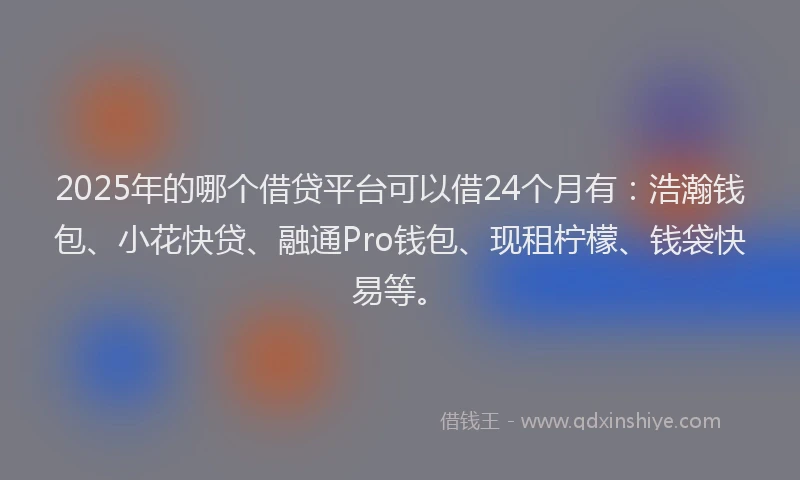 2025年的哪个借贷平台可以借24个月有：浩瀚钱包、小花快贷、融通Pro钱包、现租柠檬、钱袋快易等。