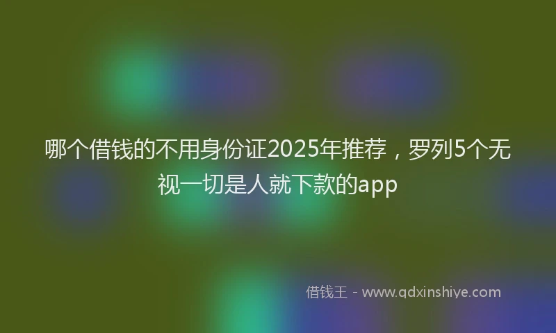 哪个借钱的不用身份证2025年推荐，罗列5个无视一切是人就下款的app