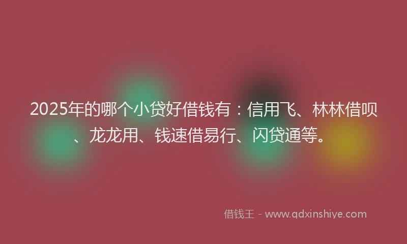 2025年的哪个小贷好借钱有：信用飞、林林借呗、龙龙用、钱速借易行、闪贷通等。