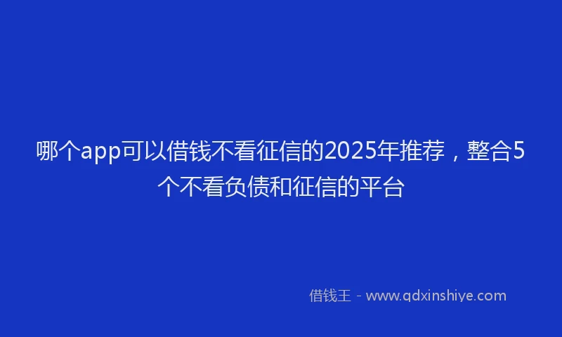 哪个app可以借钱不看征信的2025年推荐，整合5个不看负债和征信的平台