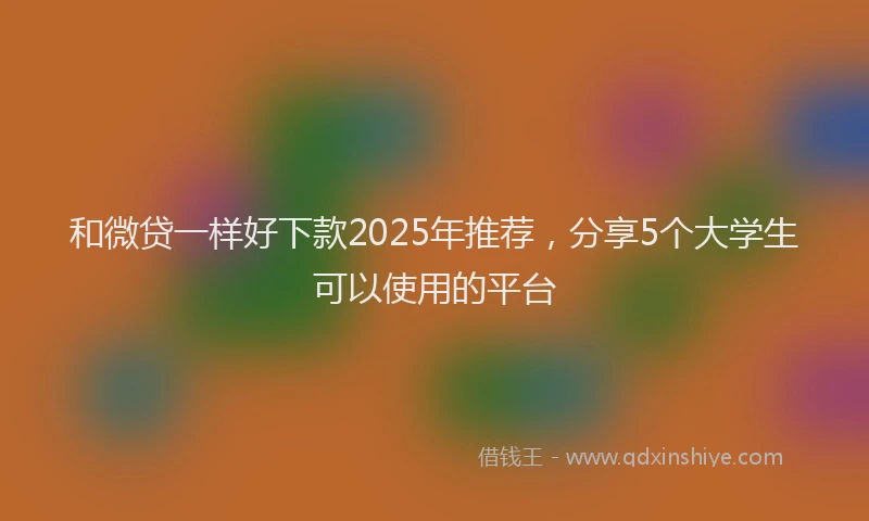 和微贷一样好下款2025年推荐，分享5个大学生可以使用的平台