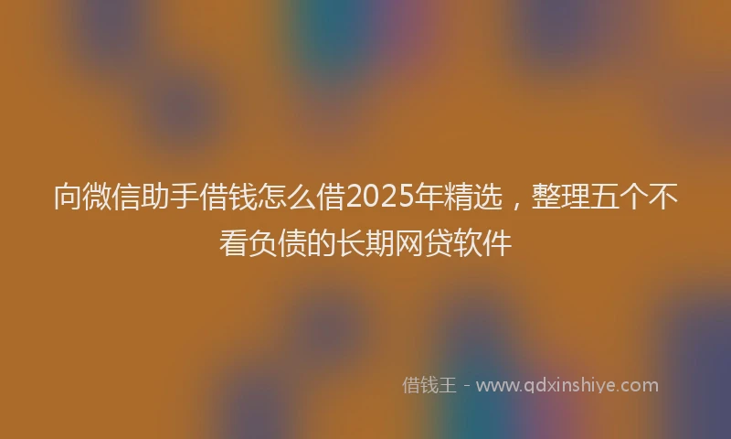向微信助手借钱怎么借2025年精选，整理五个不看负债的长期网贷软件