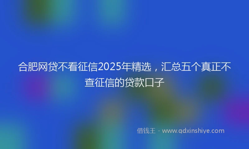 合肥网贷不看征信2025年精选，汇总五个真正不查征信的贷款口子