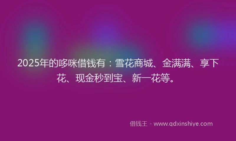 2025年的哆咪借钱有：雪花商城、金满满、享下花、现金秒到宝、新一花等。