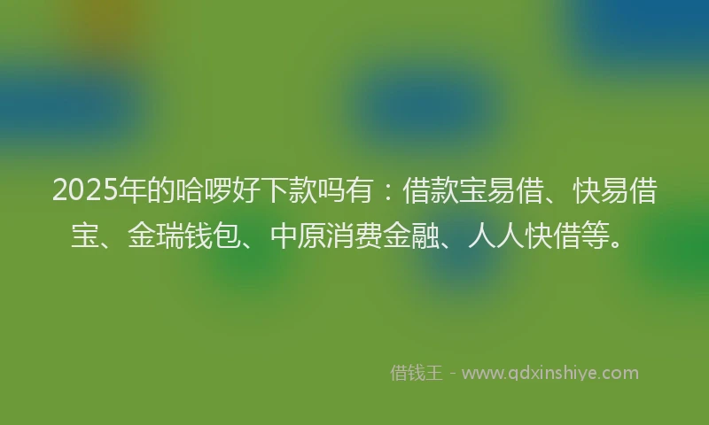 2025年的哈啰好下款吗有：借款宝易借、快易借宝、金瑞钱包、中原消费金融、人人快借等。