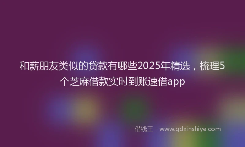 和薪朋友类似的贷款有哪些2025年精选,梳理5个芝麻借款实时到账速借app