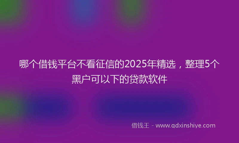 哪个借钱平台不看征信的2025年精选，整理5个黑户可以下的贷款软件