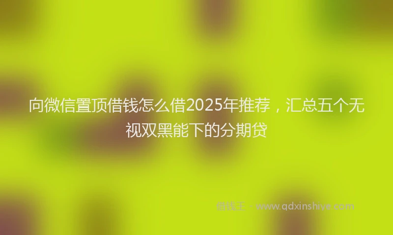 向微信置顶借钱怎么借2025年推荐，汇总五个无视双黑能下的分期贷