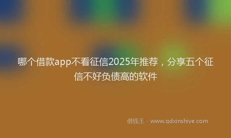 哪个借款app不看征信2025年推荐，分享五个征信不好负债高的软件