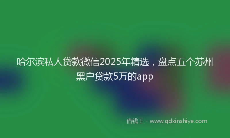 哈尔滨私人贷款微信2025年精选，盘点五个苏州黑户贷款5万的app