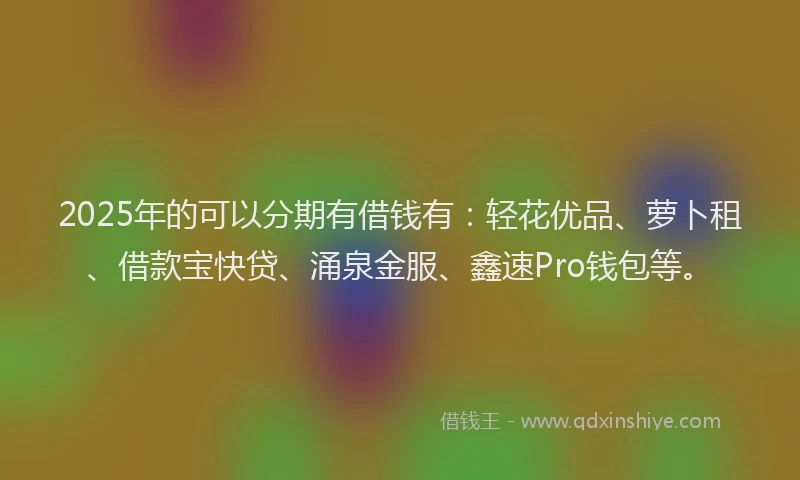 2025年的可以分期有借钱有：轻花优品、萝卜租、借款宝快贷、涌泉金服、鑫速Pro钱包等。