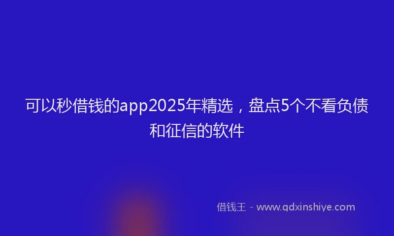 可以秒借钱的app2025年精选，盘点5个不看负债和征信的软件