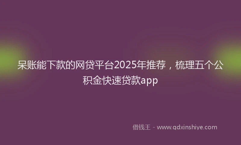 呆账能下款的网贷平台2025年推荐，梳理五个公积金快速贷款app