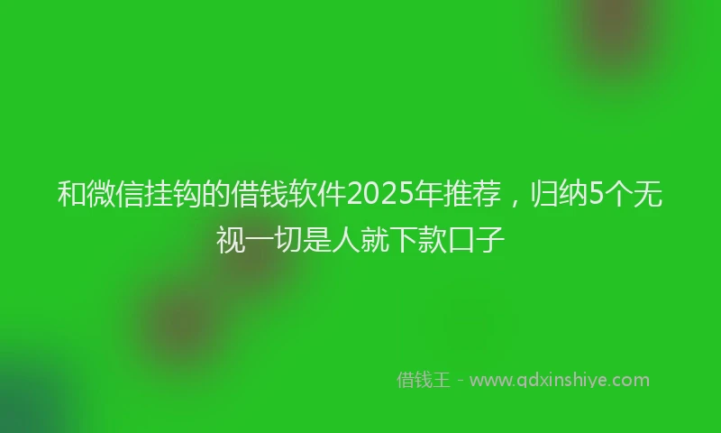 和微信挂钩的借钱软件2025年推荐，归纳5个无视一切是人就下款口子