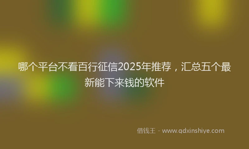 哪个平台不看百行征信2025年推荐，汇总五个最新能下来钱的软件