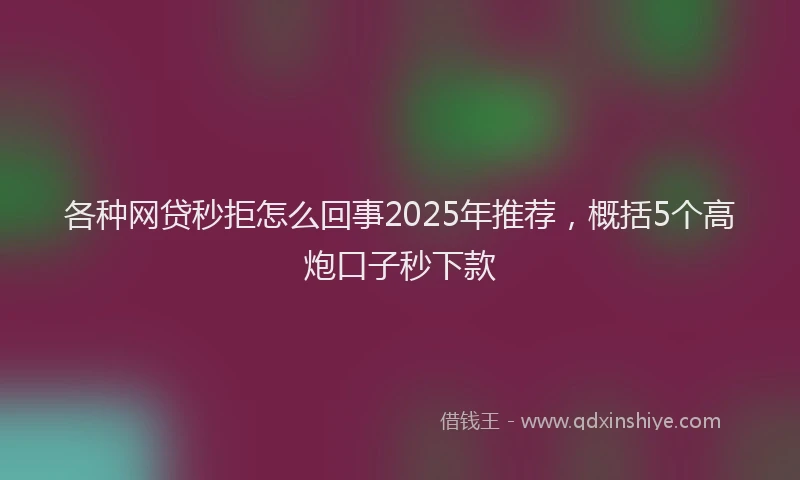 各种网贷秒拒怎么回事2025年推荐，概括5个高炮口子秒下款