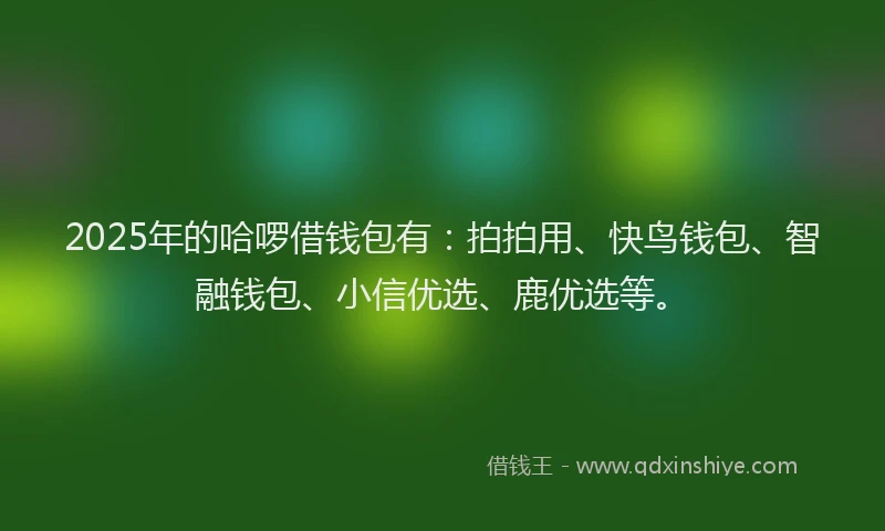 2025年的哈啰借钱包有：拍拍用、快鸟钱包、智融钱包、小信优选、鹿优选等。