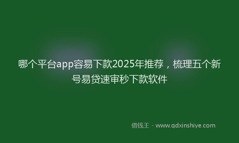 哪个平台app容易下款2025年推荐,梳理五个新号易贷速审秒下款软件