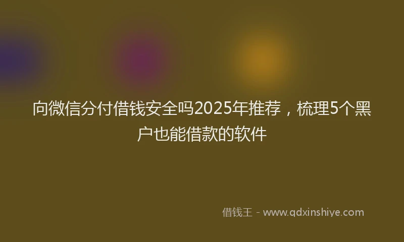 向微信分付借钱安全吗2025年推荐，梳理5个黑户也能借款的软件