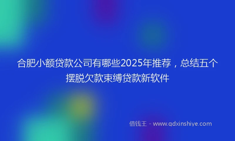 合肥小额贷款公司有哪些2025年推荐，总结五个摆脱欠款束缚贷款新软件
