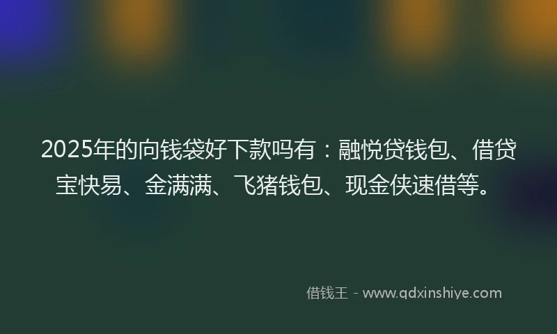 2025年的向钱袋好下款吗有：融悦贷钱包、借贷宝快易、金满满、飞猪钱包、现金侠速借等。