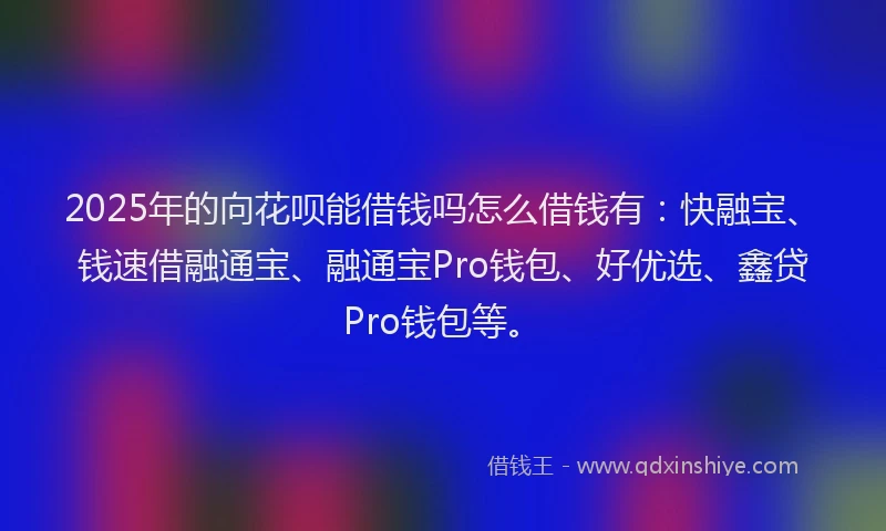 2025年的向花呗能借钱吗怎么借钱有：快融宝、钱速借融通宝、融通宝Pro钱包、好优选、鑫贷Pro钱包等。
