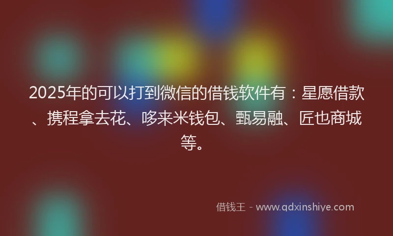 2025年的可以打到微信的借钱软件有：星愿借款、携程拿去花、哆来米钱包、甄易融、匠也商城等。