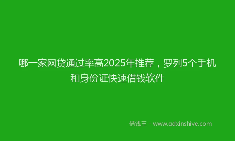 哪一家网贷通过率高2025年推荐，罗列5个手机和身份证快速借钱软件