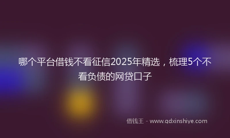 哪个平台借钱不看征信2025年精选，梳理5个不看负债的网贷口子
