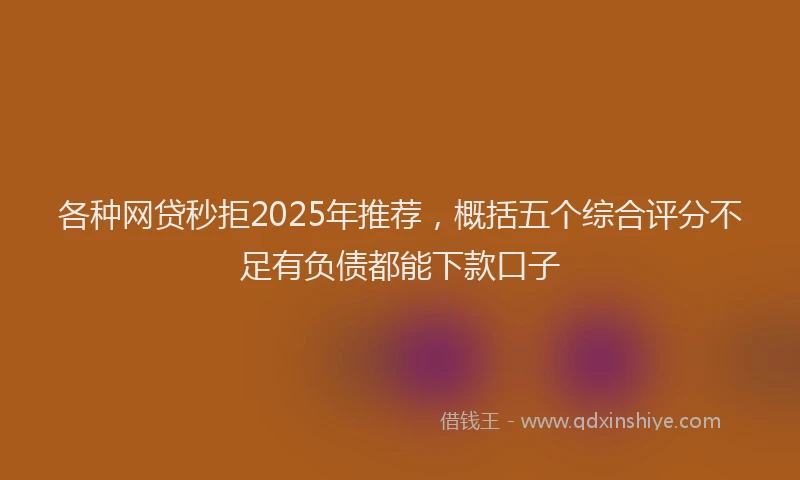 各种网贷秒拒2025年推荐，概括五个综合评分不足有负债都能下款口子