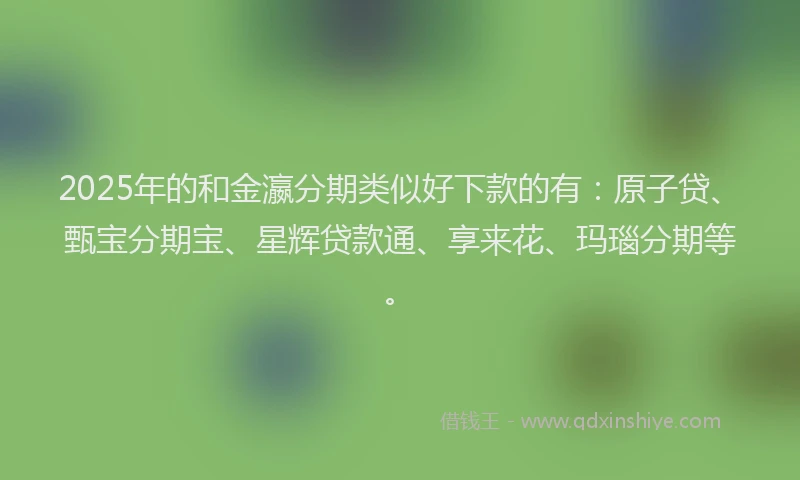 2025年的和金瀛分期类似好下款的有：原子贷、甄宝分期宝、星辉贷款通、享来花、玛瑙分期等。