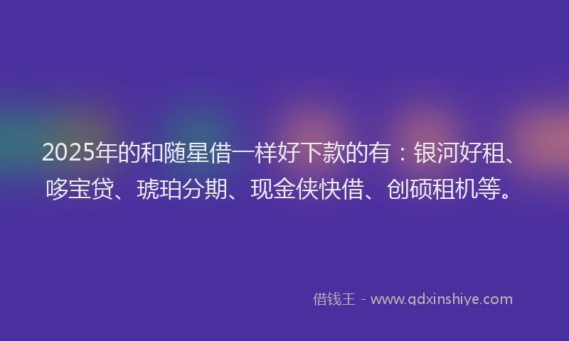2025年的和随星借一样好下款的有：银河好租、哆宝贷、琥珀分期、现金侠快借、创硕租机等。