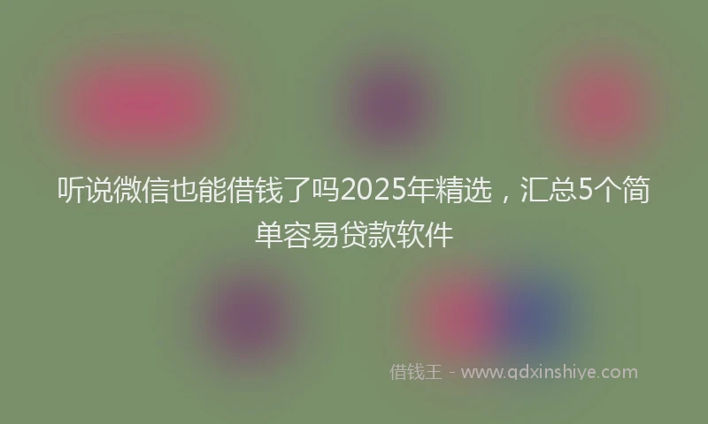 听说微信也能借钱了吗2025年精选，汇总5个简单容易贷款软件
