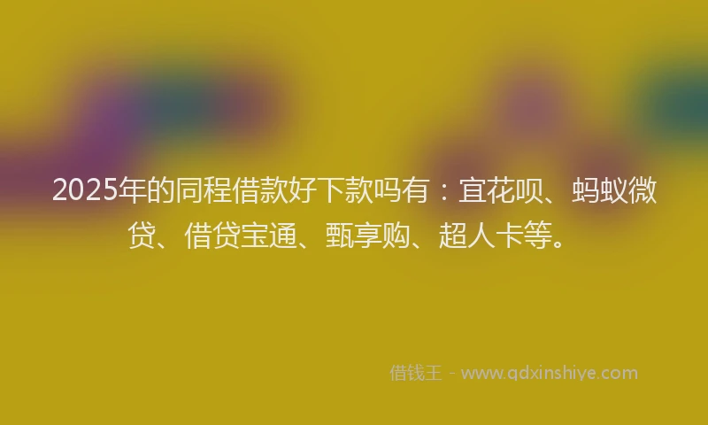 2025年的同程借款好下款吗有：宜花呗、蚂蚁微贷、借贷宝通、甄享购、超人卡等。