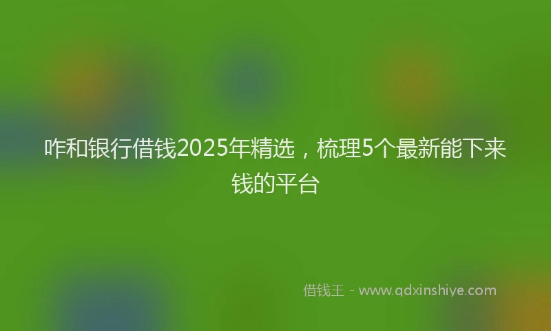 咋和银行借钱2025年精选，梳理5个最新能下来钱的平台
