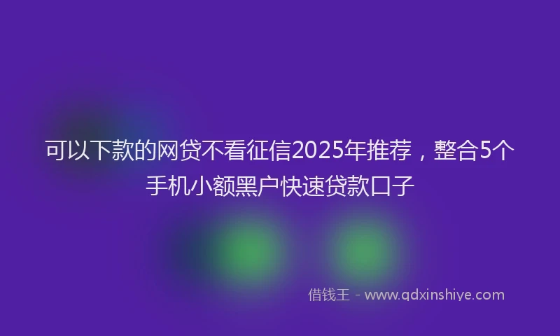 可以下款的网贷不看征信2025年推荐，整合5个手机小额黑户快速贷款口子