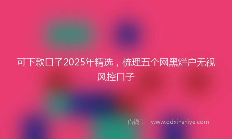可下款口子2025年精选，梳理五个网黑烂户无视风控口子