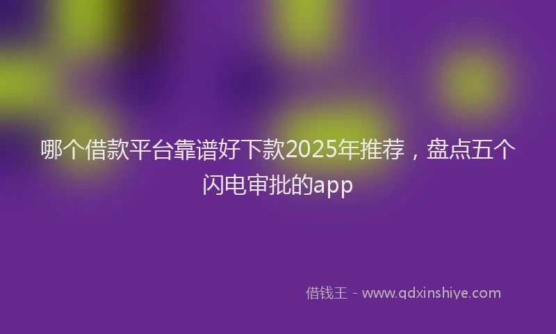 哪个借款平台靠谱好下款2025年推荐，盘点五个闪电审批的app