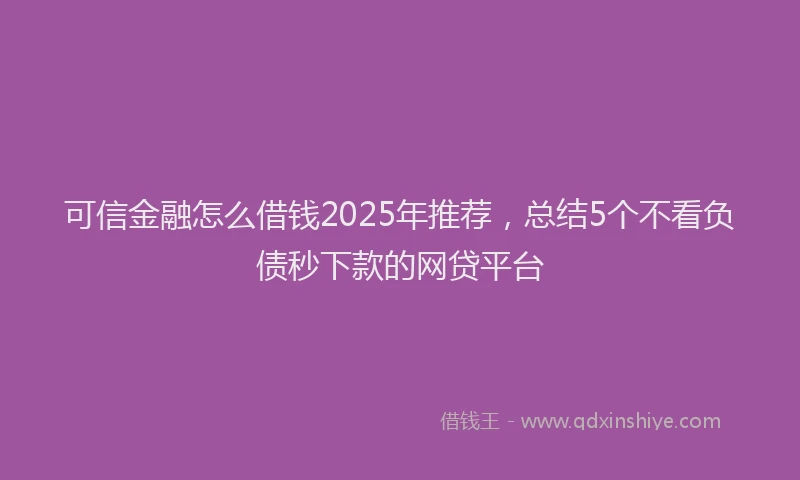 可信金融怎么借钱2025年推荐，总结5个不看负债秒下款的网贷平台