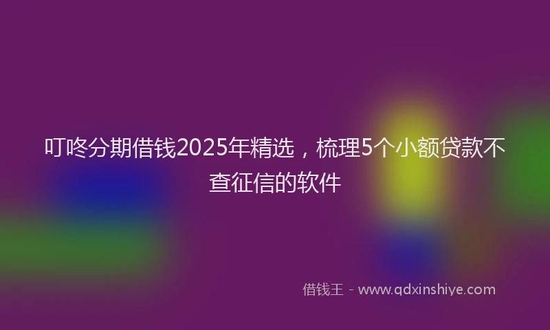 叮咚分期借钱2025年精选，梳理5个小额贷款不查征信的软件
