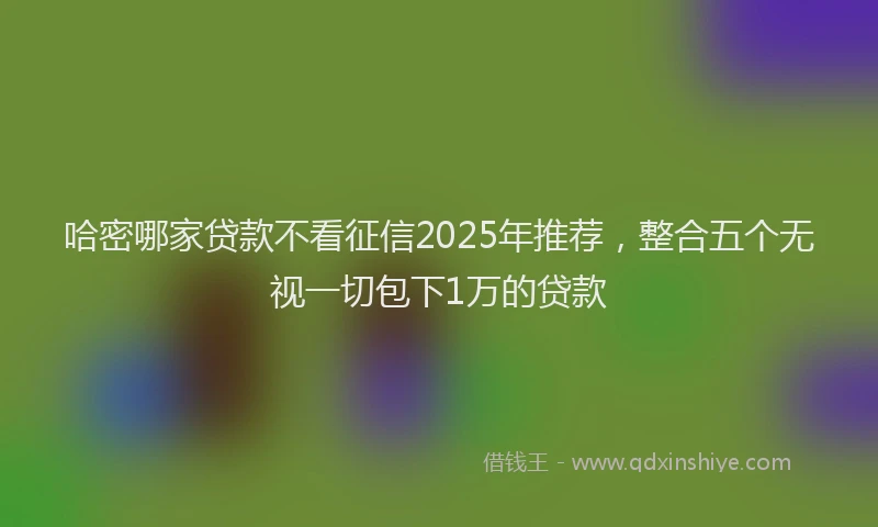 哈密哪家贷款不看征信2025年推荐，整合五个无视一切包下1万的贷款