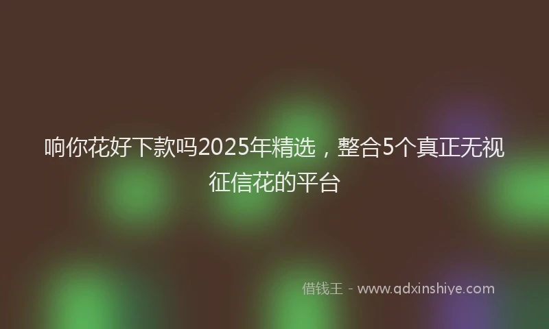 响你花好下款吗2025年精选，整合5个真正无视征信花的平台