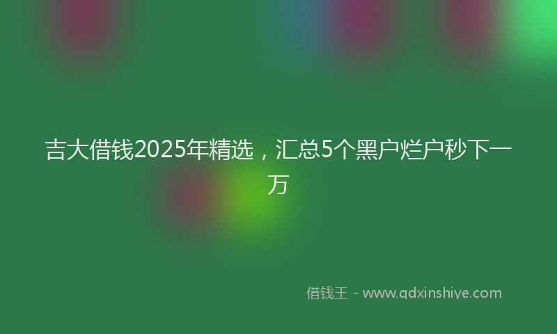 吉大借钱2025年精选，汇总5个黑户烂户秒下一万