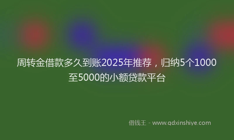 周转金借款多久到账2025年推荐，归纳5个1000至5000的小额贷款平台