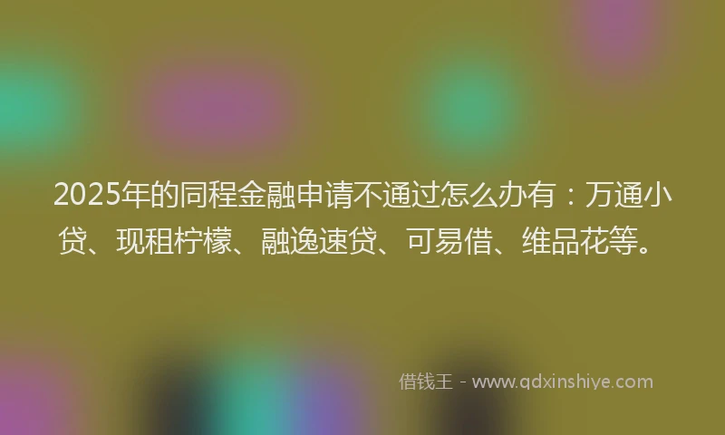 2025年的同程金融申请不通过怎么办有：万通小贷、现租柠檬、融逸速贷、可易借、维品花等。