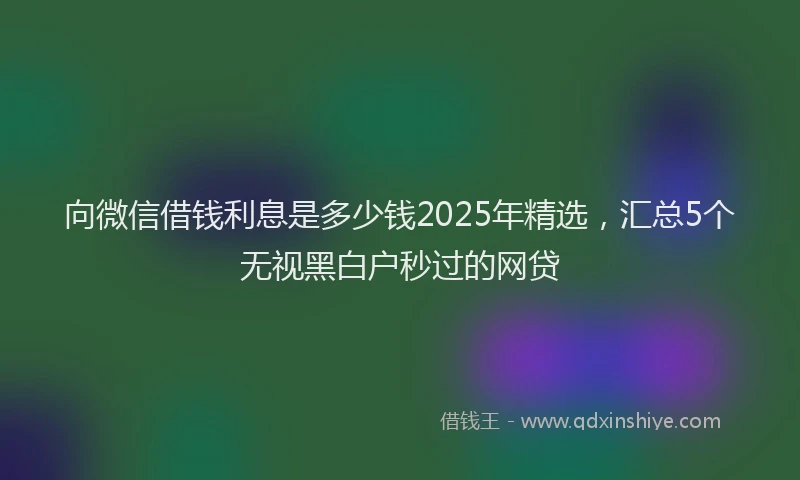 向微信借钱利息是多少钱2025年精选，汇总5个无视黑白户秒过的网贷