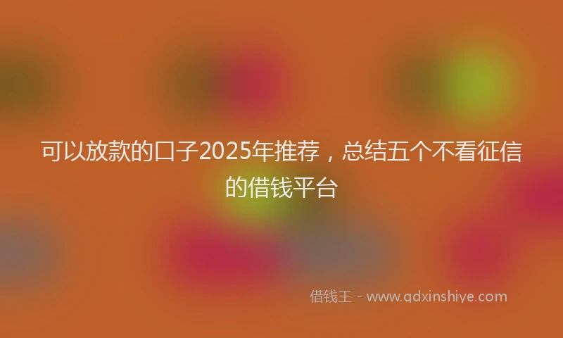 可以放款的口子2025年推荐，总结五个不看征信的借钱平台