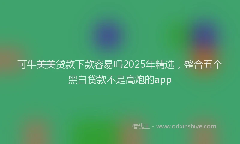 可牛美美贷款下款容易吗2025年精选，整合五个黑白贷款不是高炮的app