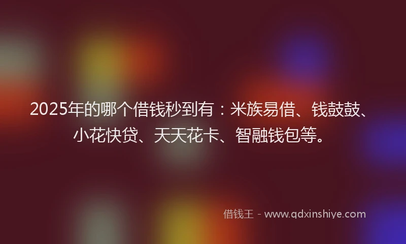 2025年的哪个借钱秒到有：米族易借、钱鼓鼓、小花快贷、天天花卡、智融钱包等。