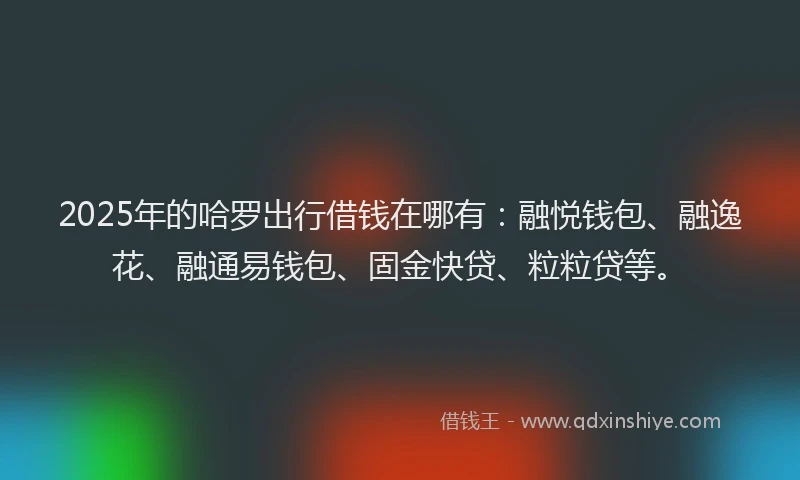 2025年的哈罗出行借钱在哪有：融悦钱包、融逸花、融通易钱包、固金快贷、粒粒贷等。